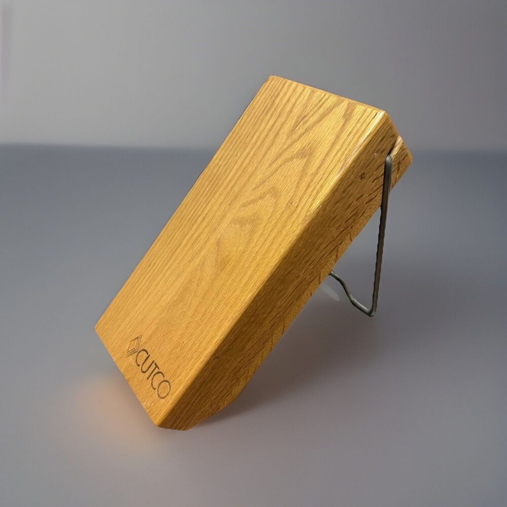 Cutco Space Saver Knife Block 5-Slot Wood Honey Oak Hang or Sit Metal Bar 11 x 5